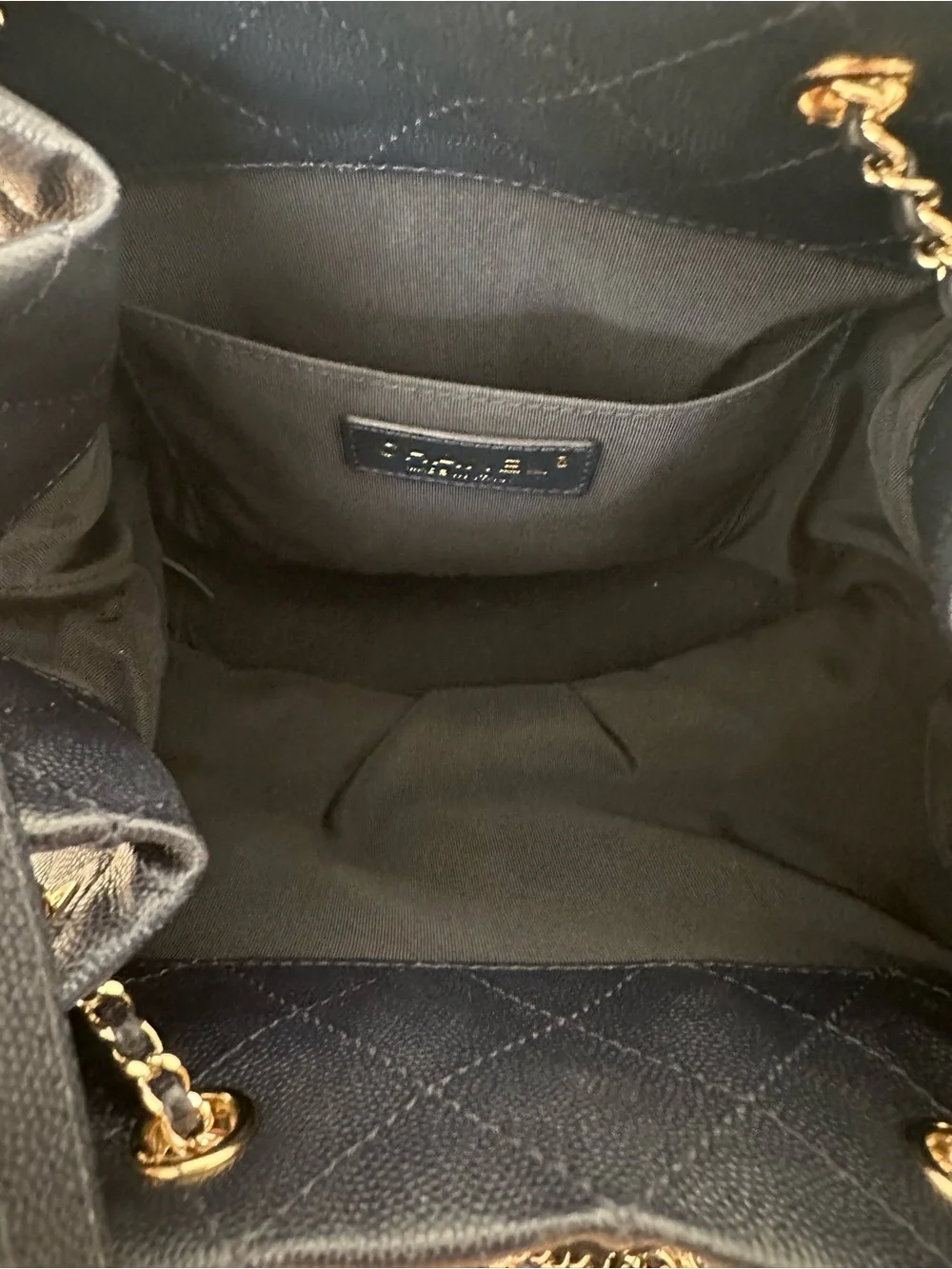 Chanel Navy Quilted Caviar Drawstring Bucket Bag- Gold Hardware/2019